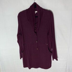 Simply Noelle Burgundy Cowl Neck Long Sleeve Tunic Top L